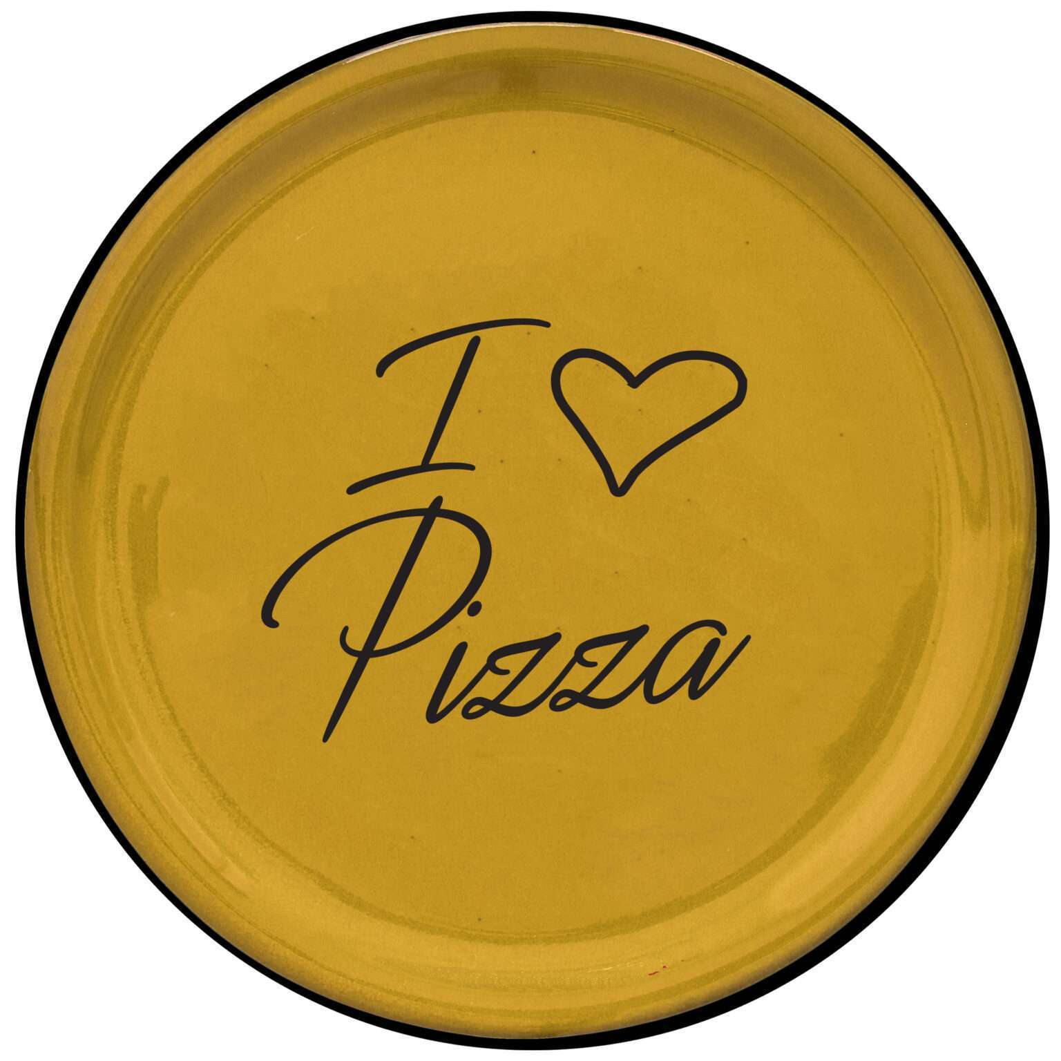 PIATTO PIZZA NERO “I ❤ PIZZA” - Giallo